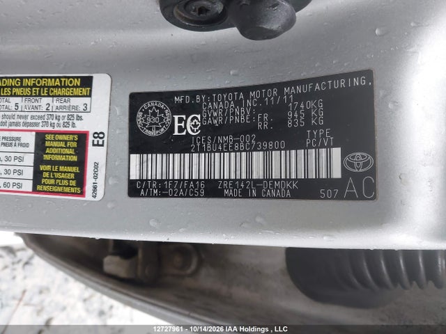 Продаж на аукціоні авто 2011 Toyota Corolla S/le, vin: 2T1BU4EE8BC739800, номер лоту: 12727961