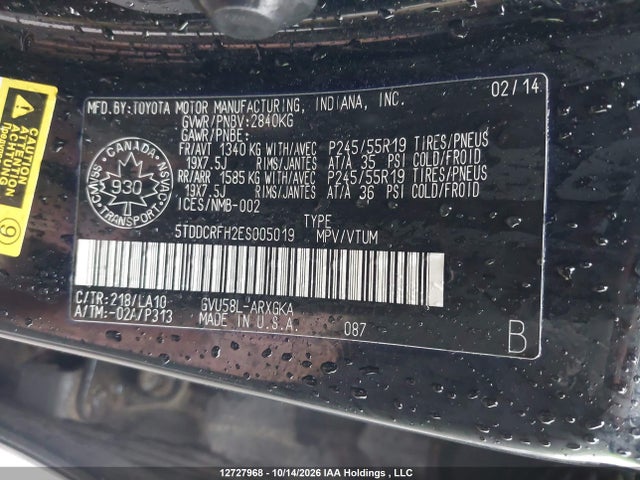 Toyota Highlander Hybrid Limited 2014 5TDDCRFH2ES005019 Image 9