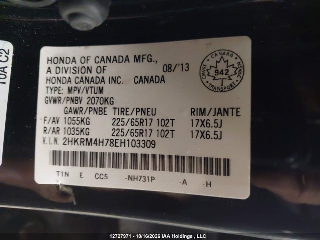 Honda CR-V EXL 2014 2HKRM4H78EH103309 Image 9