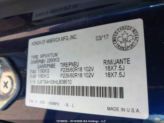 Acura Rdx Technology 2017 5J8TB4H58HL808610 Image 9