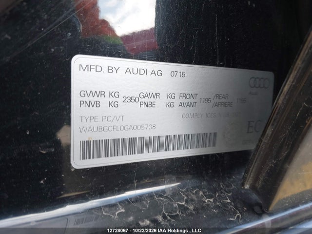 Продажа на аукционе авто 2016 Audi S4 3.0t Progressiv Plus, vin: WAUBGCFL0GA005708, номер лота: 12728067