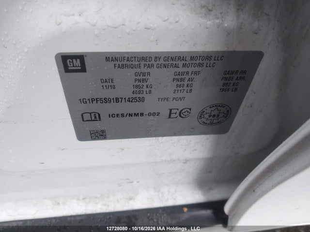 Продаж на аукціоні авто 2011 Chevrolet Cruze Lt, vin: 1G1PF5S91B7142530, номер лоту: 12728080