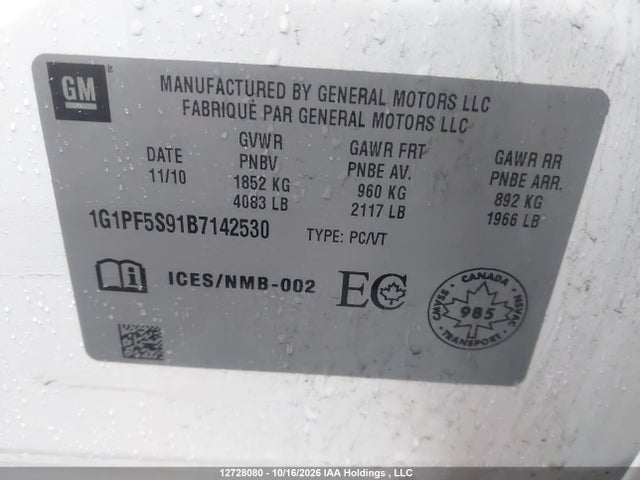 Продаж на аукціоні авто 2011 Chevrolet Cruze Lt, vin: 1G1PF5S91B7142530, номер лоту: 12728080