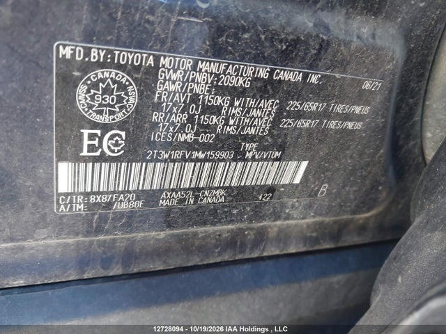 2T3W1RFV1MW159903 Toyota Rav4 Xle/xle Premium