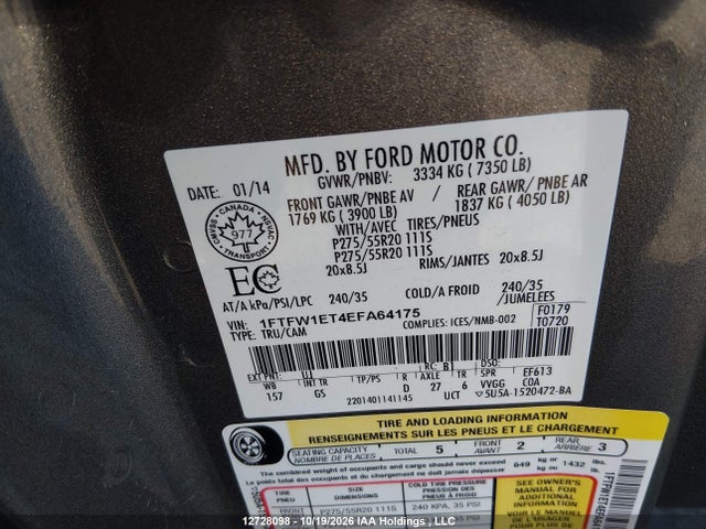 Ford F-150 2014 1FTFW1ET4EFA64175 Image 9