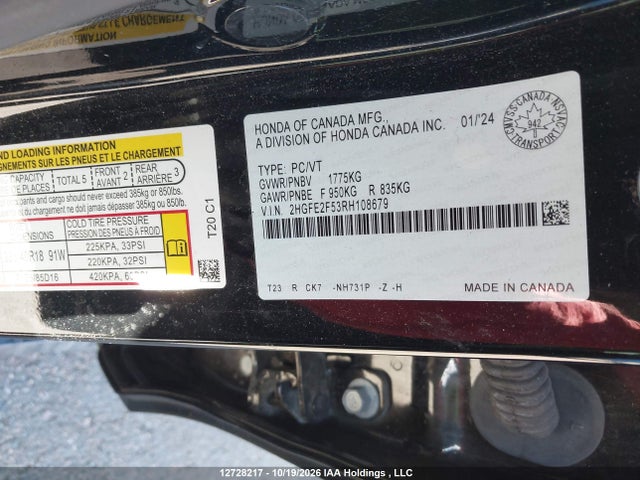 Honda Civic Sport 2024 2HGFE2F53RH108679 Image 9
