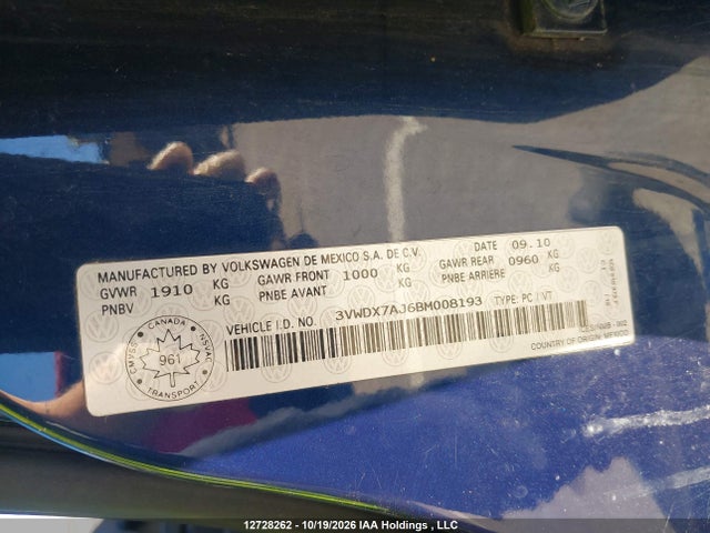 Продаж на аукціоні авто 2011 Volkswagen Jetta Se, vin: 3VWDX7AJ6BM008193, номер лоту: 12728262