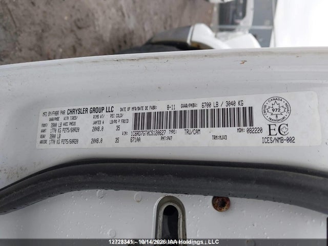 Продаж на аукціоні авто 2012 Ram 1500 Slt, vin: 1C6RD7GT0CS120627, номер лоту: 12728341
