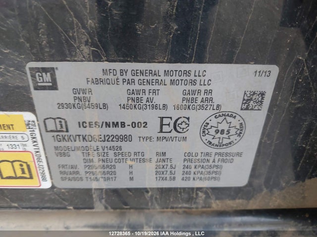 1GKKVTKD6EJ229980 GMC Acadia Denali