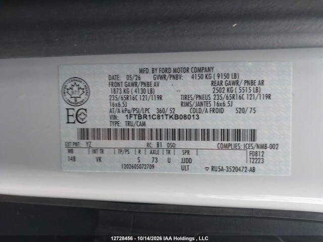 Ford Transit T-250 2026 1FTBR1C81TKB08013 Image 9
