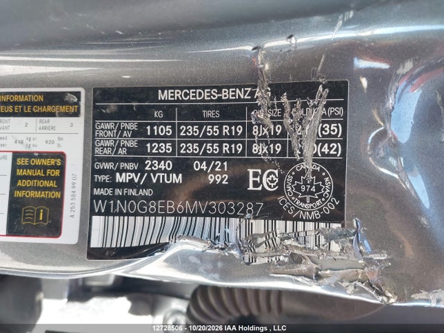 W1N0G8EB6MV303287 Mercedes-Benz Glc 300 4matic