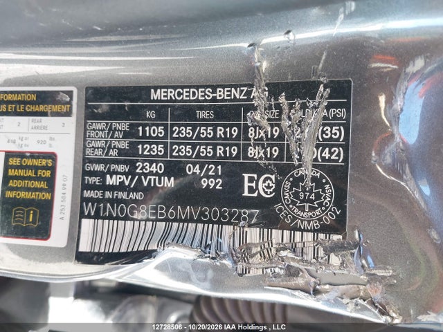 W1N0G8EB6MV303287 Mercedes-Benz Glc 300 4matic