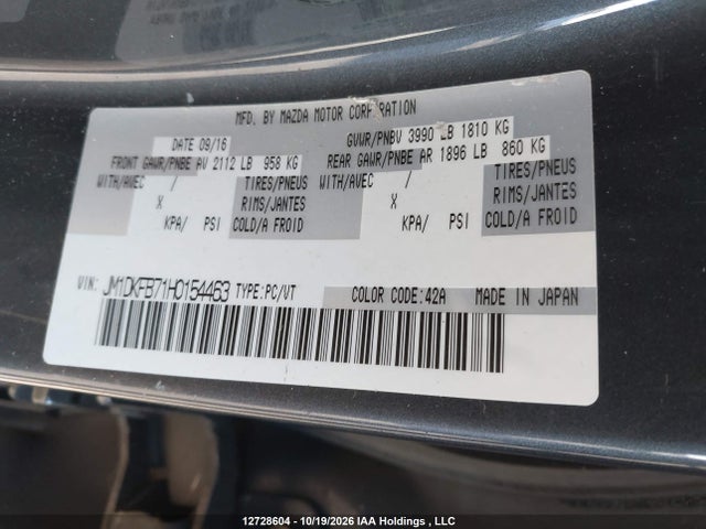 JM1DKFB71H0154463 Mazda Cx-3 Gx