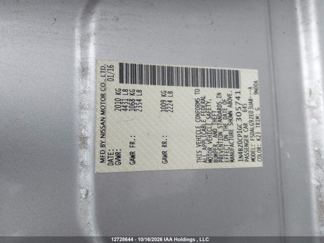 1N4BZ0CP1GC305741 Nissan Leaf Sv/sl