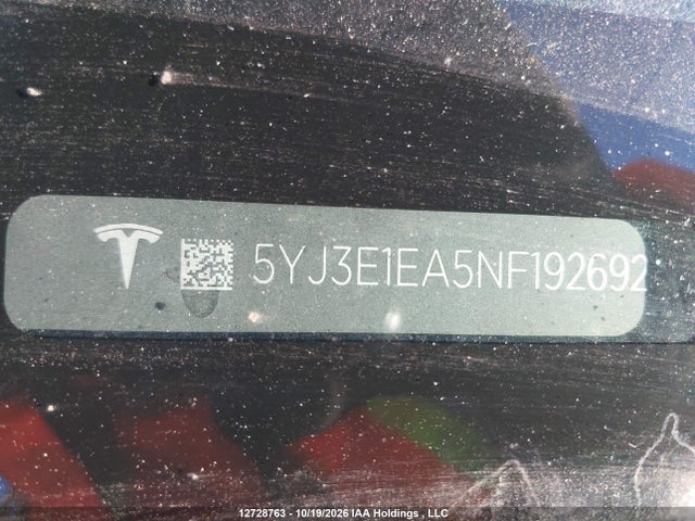 Продаж на аукціоні авто 2022 Tesla Model 3 Rwd/standard Range, vin: 5YJ3E1EA5NF192692, номер лоту: 12728763