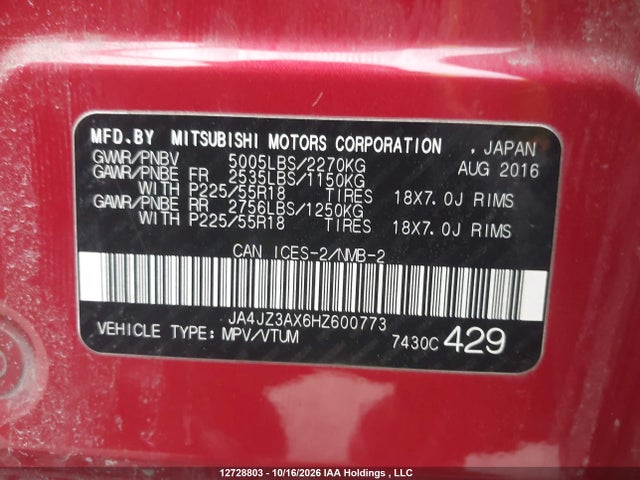 Mitsubishi Outlander Se/sel 2017 JA4JZ3AX6HZ600773 Image 19