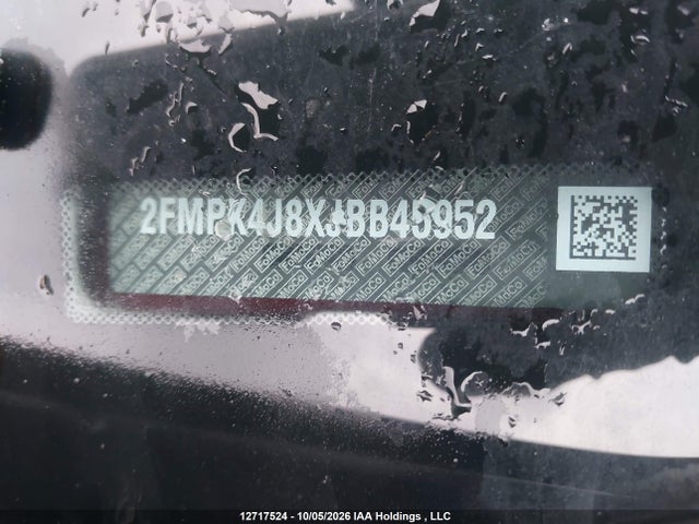 12717524 :رقم المزاد ، 2FMPK4J8XJBB45952 vin ، 2018 Ford Edge Sel مزاد بيع