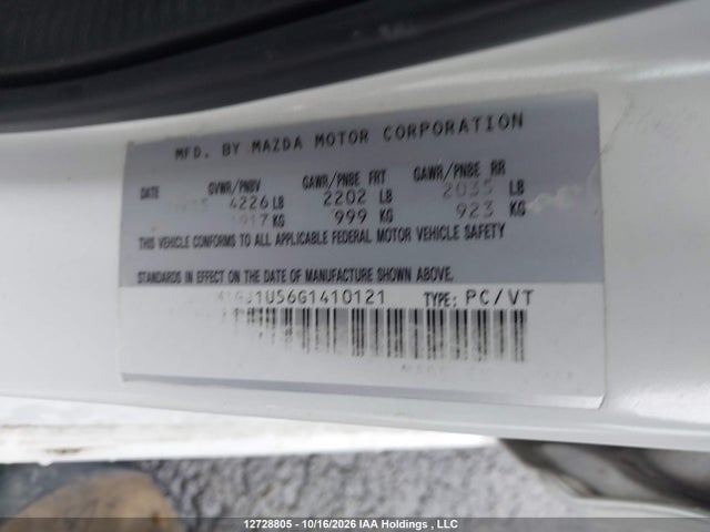 Auction sale of the 2016 Mazda 6 Sport, vin: JM1GJ1U56G1410121, lot number: 12728805