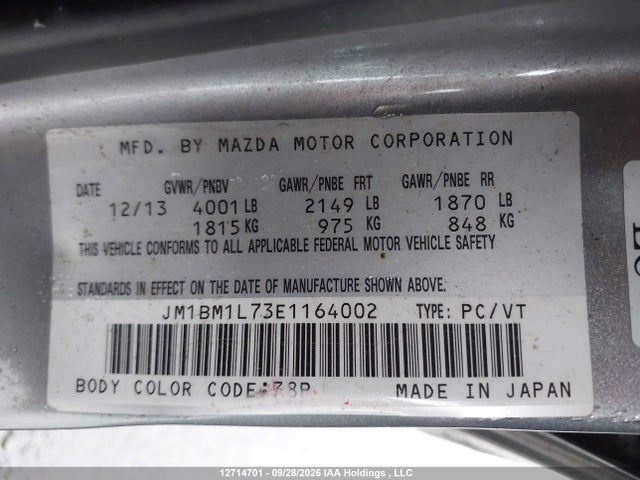 Продаж на аукціоні авто 2014 Mazda Mazda3 Gs-sky, vin: JM1BM1L73E1164002, номер лоту: 12714701