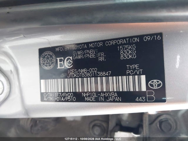 Toyota Prius C Technology 2016 JTDKDTB38G1138847 Image 19