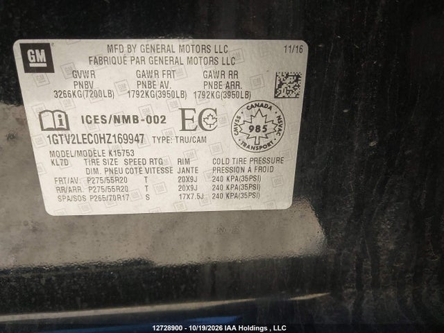 GMC SIERRA 1500 2017 1GTV2LEC0HZ169947 Image 18