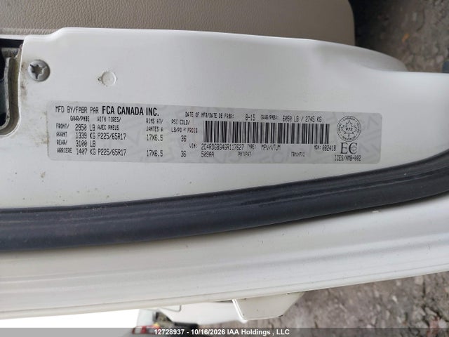Aukcja sprzedaży 2016 Dodge Grand Caravan, vin: 2C4RDGBG4GR117627, numer aukcji: 12728937