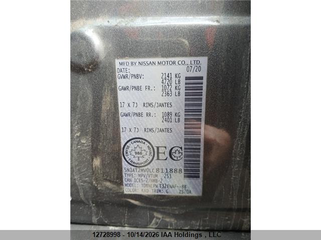 5N1AT2MV0LC811888 Nissan Rogue S/sl/sv