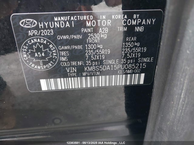 Продаж на аукціоні авто 2023 Hyundai Santa Fe Luxury Hybrid Awd, vin: KM8S5DA15PU085215, номер лоту: 12383581