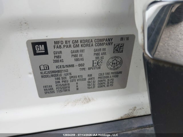 Продажа на аукционе авто 2017 Buick Encore Essence, vin: KL4CJGSM8HB021143, номер лота: 12654259