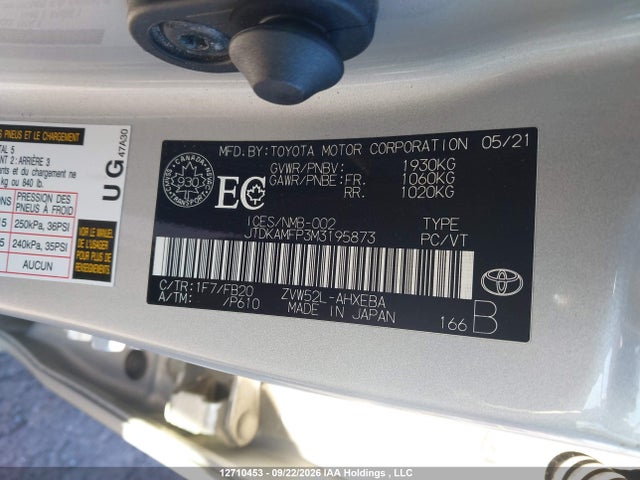JTDKAMFP3M3195873 Toyota PRIUS PRIME
