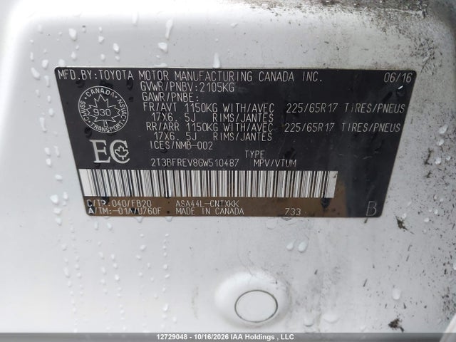 Toyota RAV4 LE 2016 2T3BFREV8GW510487 Image 18