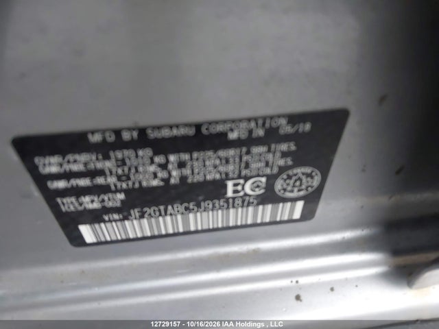 Subaru Crosstrek 2018 JF2GTABC5J9351875 Image 9