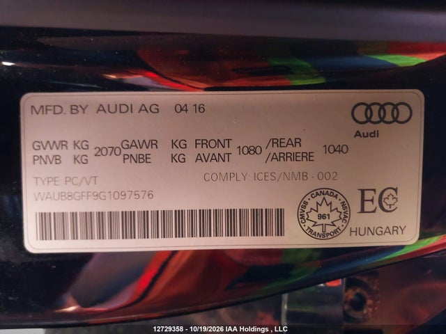Audi A3 2.0t Komfort 2016 WAUB8GFF9G1097576 Image 18