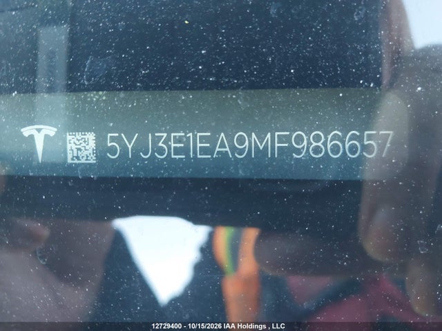 2021 Tesla Model 3 Standard Range/standard Range Plus მანქანა იყიდება აუქციონზე, vin: 5YJ3E1EA9MF986657, აუქციონის ნომერი: 12729400