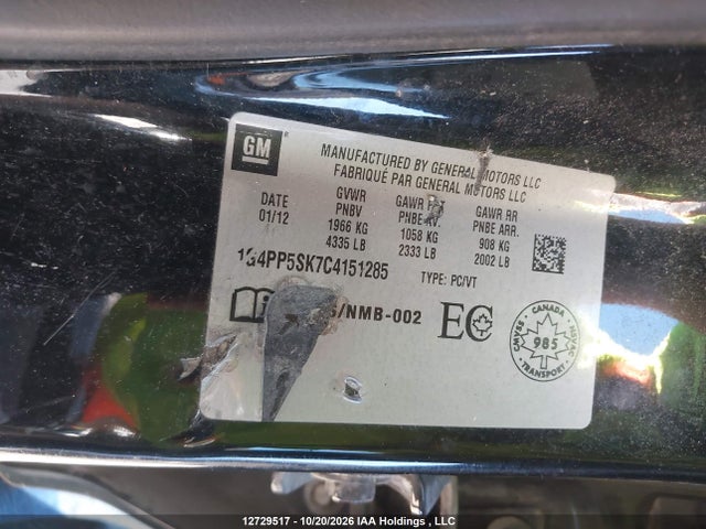 Продаж на аукціоні авто 2012 Buick Verano, vin: 1G4PP5SK7C4151285, номер лоту: 12729517