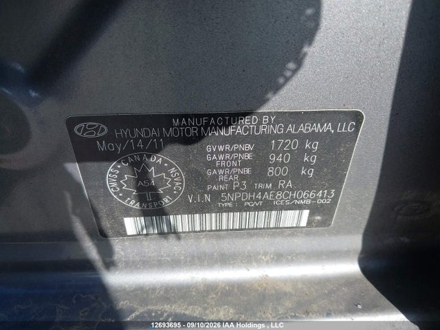 Продажа на аукционе авто 2012 Hyundai Elantra Gl, vin: 5NPDH4AE8CH066413, номер лота: 12693695