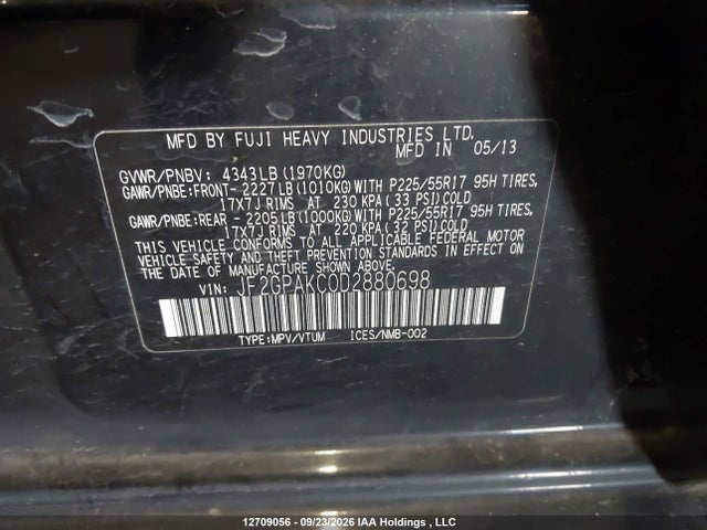2013 Subaru Xv Crosstrek Limited Package მანქანა იყიდება აუქციონზე, vin: JF2GPAKC0D2880698, აუქციონის ნომერი: 12709056