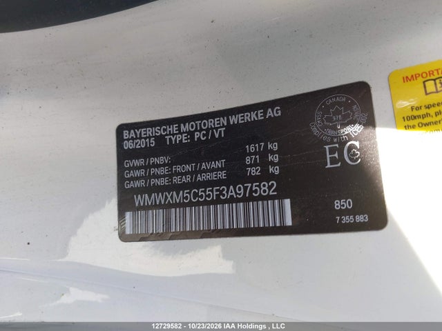 Продаж на аукціоні авто 2015 Mini Cooper, vin: WMWXM5C55F3A97582, номер лоту: 12729582