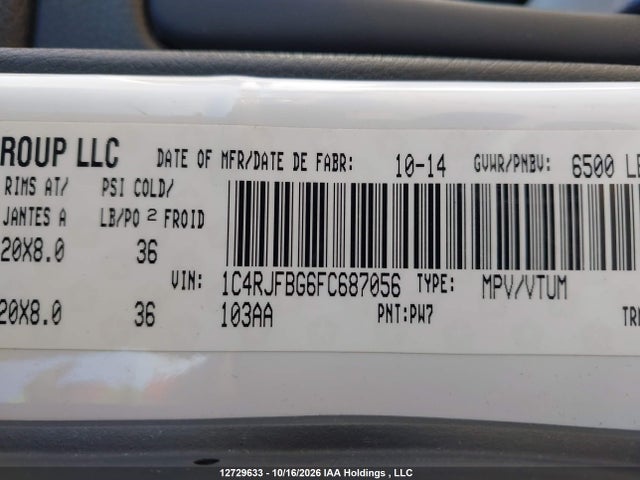 Jeep Grand Cherokee Limited 2015 1C4RJFBG6FC687056 Image 9
