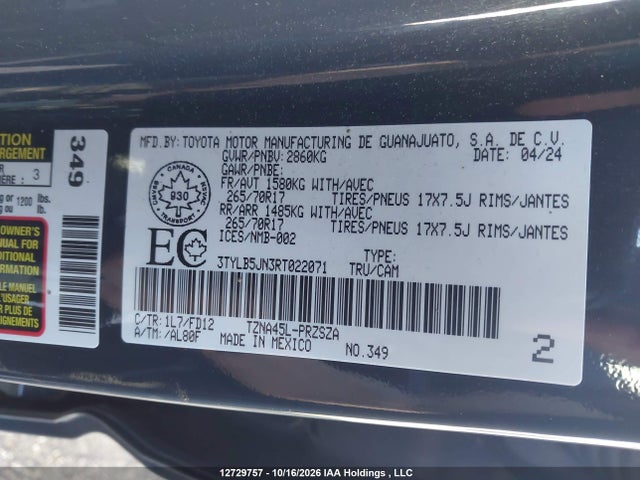 3TYLB5JN3RT022071 Toyota Tacoma