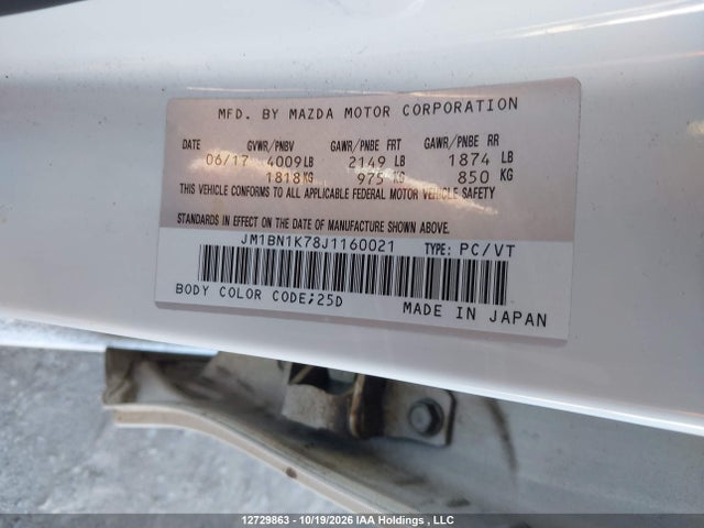 Mazda Mazda3 Gx 2018 JM1BN1K78J1160021 Image 9