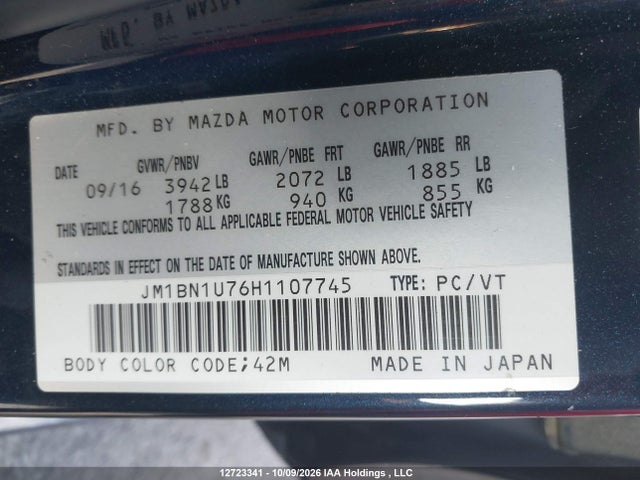 JM1BN1U76H1107745 Mazda Mazda3 Gx