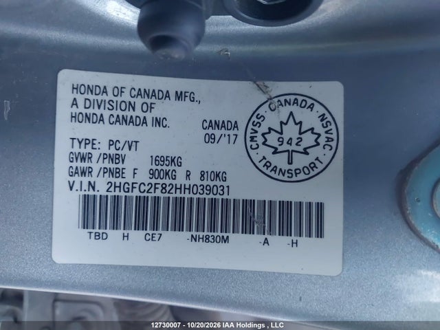Honda CIVIC EX 2017 2HGFC2F82HH039031 Image 18