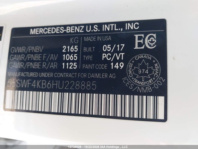 55SWF4KB6HU228885 Mercedes-Benz C 300 4matic