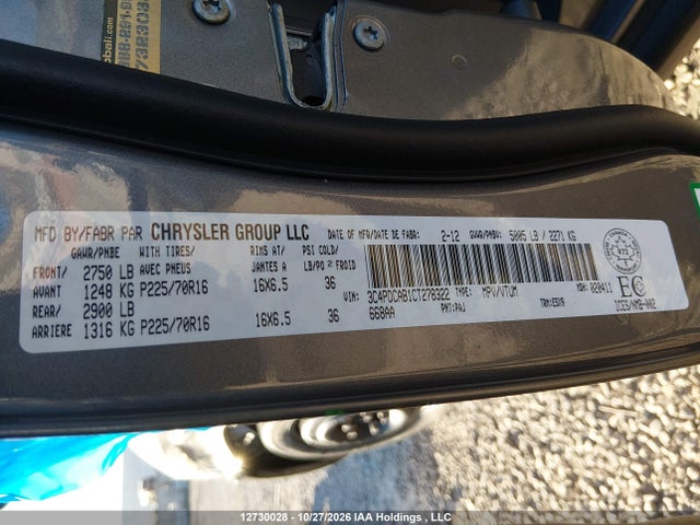 Aukcja sprzedaży 2012 Dodge Journey Se, vin: 3C4PDCAB1CT278322, numer aukcji: 12730028