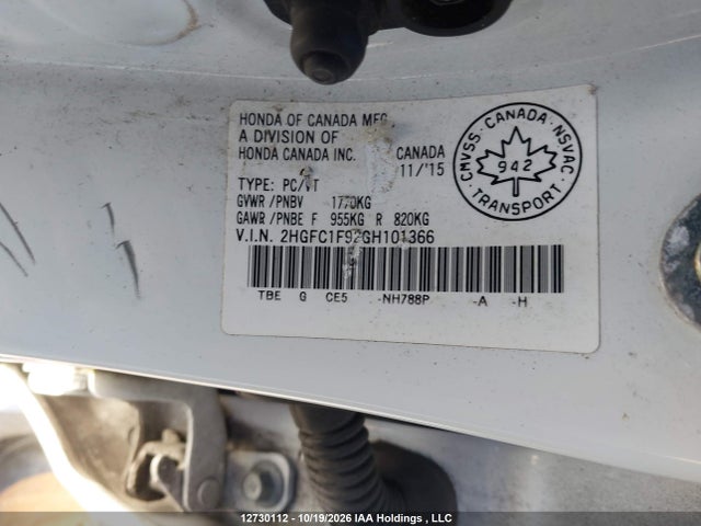 Honda Civic Touring 2016 2HGFC1F92GH101366 Image 18
