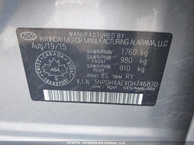 Hyundai ELANTRA GL 2016 5NPDH4AEXGH746870 Image 17