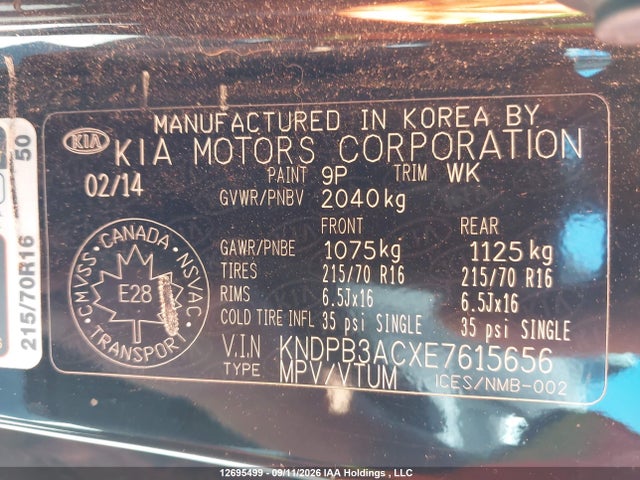 Продажа на аукционе авто 2014 Kia Sportage Lx, vin: KNDPB3ACXE7615656, номер лота: 12695499