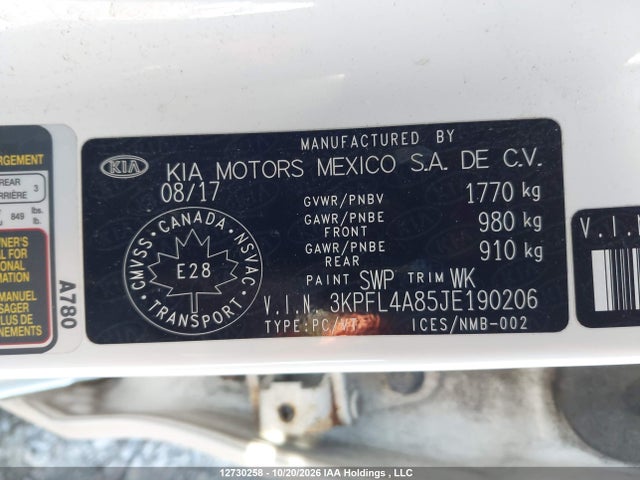 Продаж на аукціоні авто 2018 Kia Forte Ex, vin: 3KPFL4A85JE190206, номер лоту: 12730258