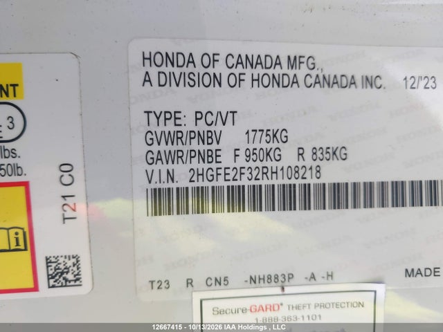Honda Civic Ex 4dr 2024 2HGFE2F32RH108218 Image 22